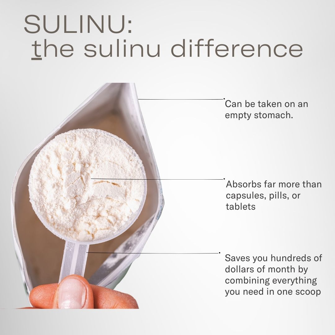 A hand holds a scoop of Before + After Vitals - NutriSurgical Vitamin Powder, ideal as a supplement to support wound healing before and after surgery.