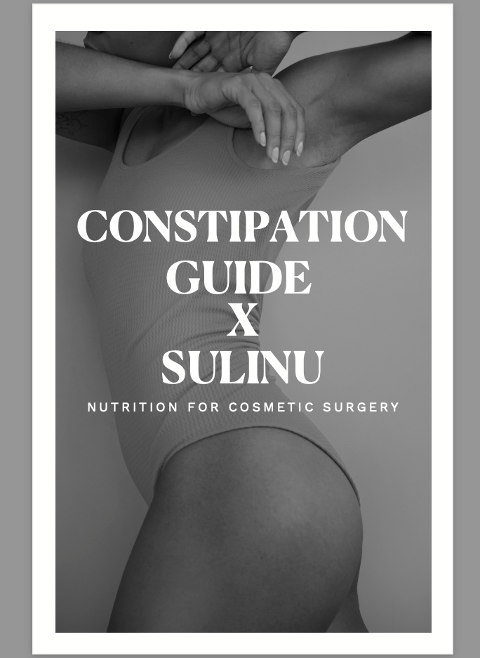 Black and white image of a person in a bodysuit with arms raised. White text: ULTIMATE Surgery Bundle - DOWNLOAD - $57 ($130 Value). Your essential pre- and post-surgery guide for cosmetic procedures.