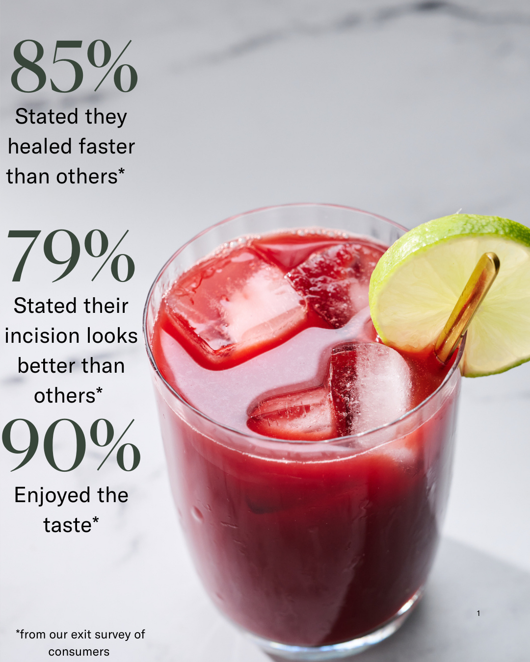 Detail photo showing a drink mixed with Sulinu Before + After Vitals. Introducing BEFORE + AFTER VITALS, the ultimate surgeon-endorsed nutritional supplement tailored exclusively for plastic surgery recovery.